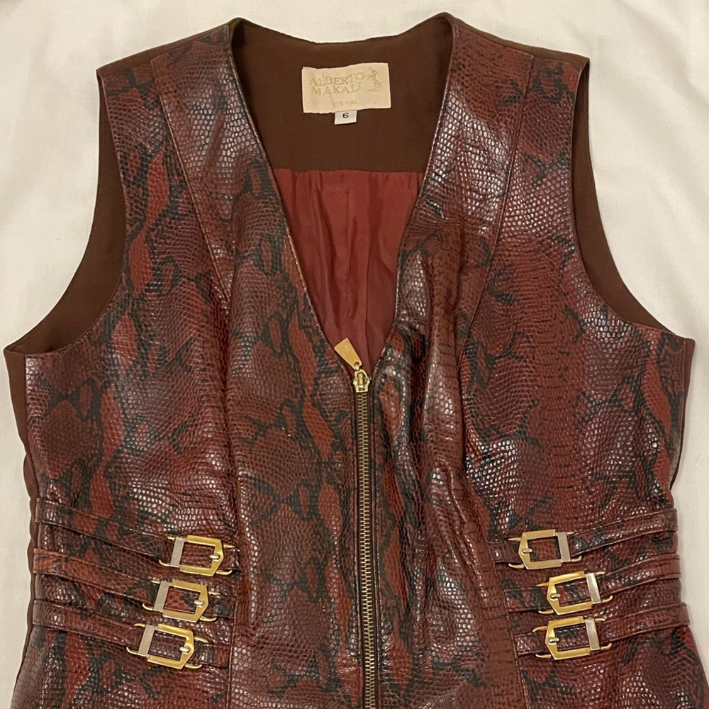 Vintage 90s Alberto Makali Genuine Snakeskin Vest
